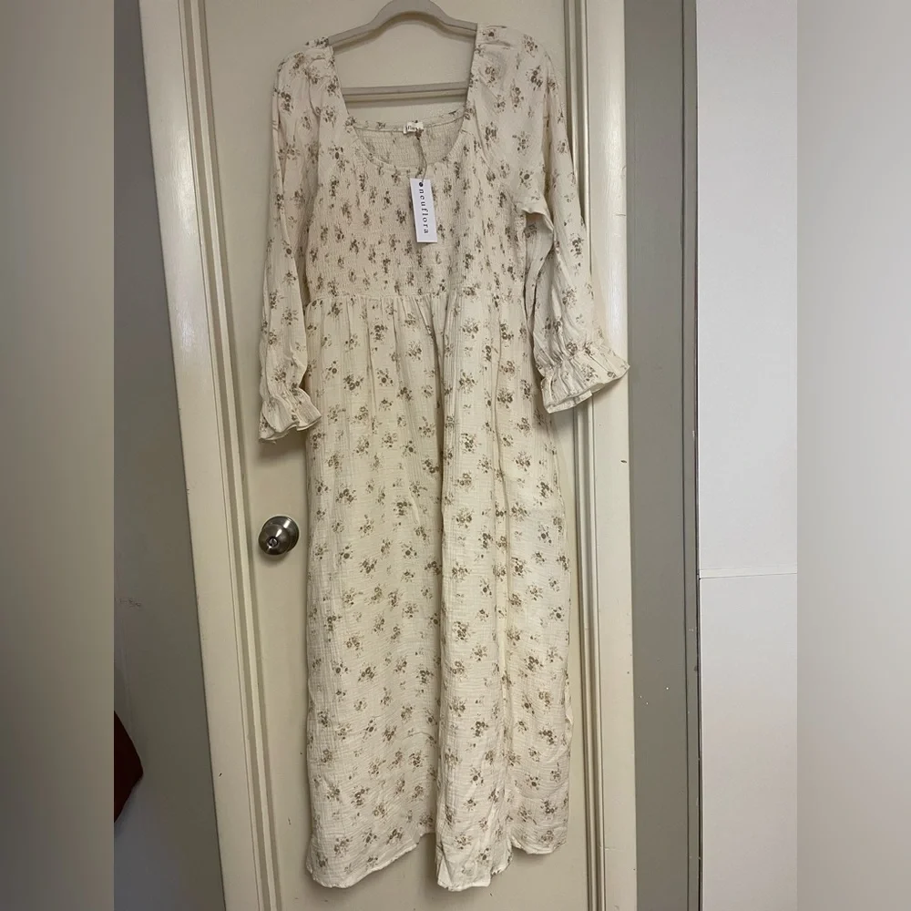 Neuflora Women's Floral Maxi Dress - Cream - Picture 2 of 2